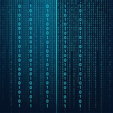 Binary Code Matrix Teal 0101 Sequence, Digital Data Concept, Abstract Background. Binary code, digital