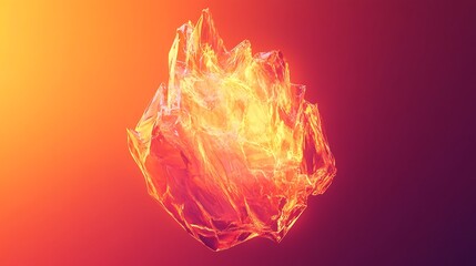 A glowing ember suspended on a gradient neon red and orange background
