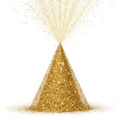Golden Glitter Cone Exploding Sparkle, Festive Christmas Tree Design, Abstract Art, Gold Texture Christmas, New Year