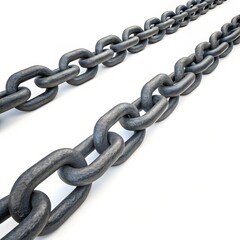 Obraz premium Parallel Chains 3D Render, Metal Texture, Interconnectedness, Strength Keywords Chain, Connection