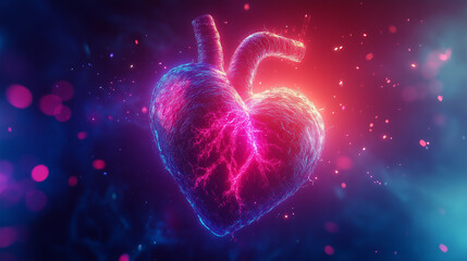 anatomical heart, neon light