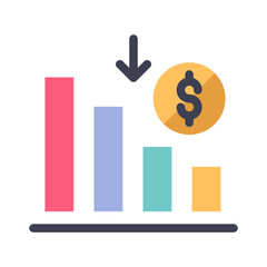 economy graph down flat style