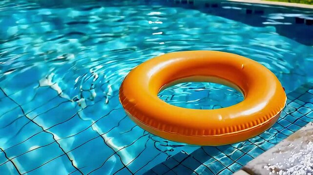 a pool with a yellow float