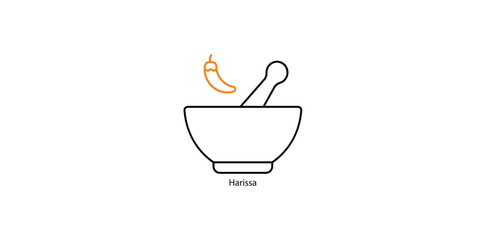 Harissa Sauce Vector Illustration for North African Recipes