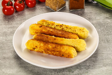 Crispy breaded mozarella cheese sticks