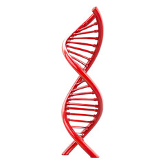 Red molecular DNA helix, isolated on transparent cutout background
