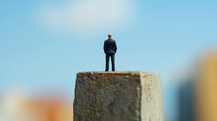 ブロックの上に立つ後ろ姿の人