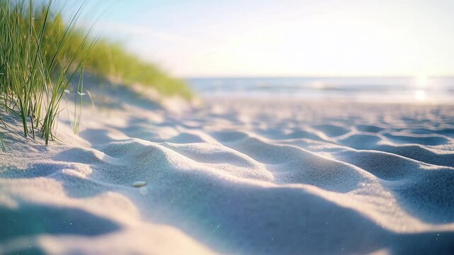fine beach sand in the summer sun with grass growing on the edge seamless looping overlay 4k virtual video animation background