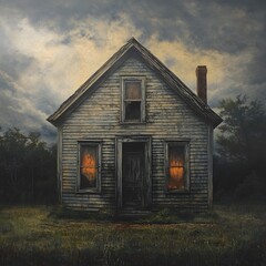 Obraz premium Whimsical cottage nestled amid lush greenery on a tranquil summer day