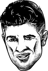 Elegant gentleman illustration with a vintage style, perfect for barbershop logos, men's fashion, perfume branding, posters, or classic retro graphic designs.