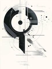 This design features sleek lines and geometric shapes, exuding a modern, innovative aesthetic that embodies technology and forward-thinking concepts.