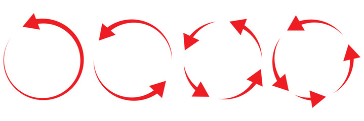 Set of circle arrow vector icons. Recycling icon. Circular vector arrows. Refresh and reload arrow icon. Arrows flat sign. Repeat cycle symbol. Infographic isolated on white background 