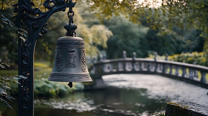 Fototapeta premium The denomination ancient creatures bell internet on a bridge