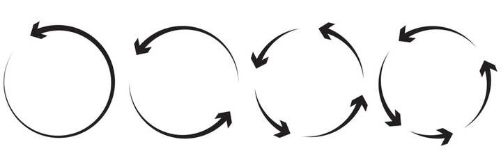 Set of circle arrow vector icons. Recycling icon. Circular vector arrows. Refresh and reload arrow icon. Arrows flat sign. Repeat cycle symbol. Infographic isolated on white background 