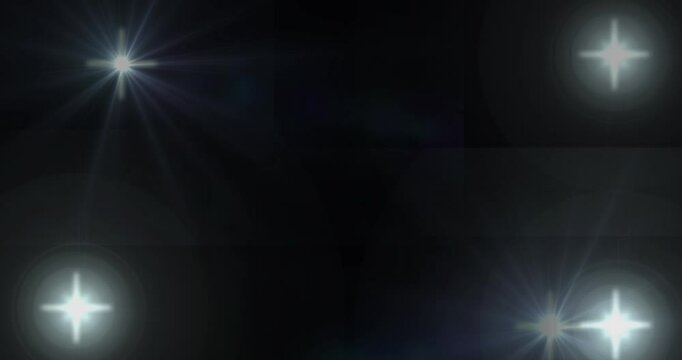 Papparazi camera flashes random black background for overlay on advertisement 4K. Studio light flash on dark bg. Fame glamour product add-on. White camera flashes on black screen. Stardom popularity.
