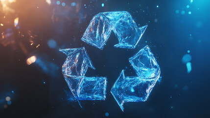 Obraz premium Glowing Blue Recycle Symbol Abstract Digital Art