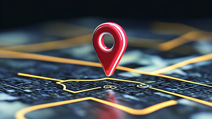 3D Red Location Pin on City Map Illustration