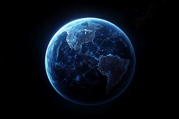 Global Network: Earth from Space with Illuminated Connections