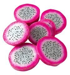 Dragon fruit slices png isolated on transparent background