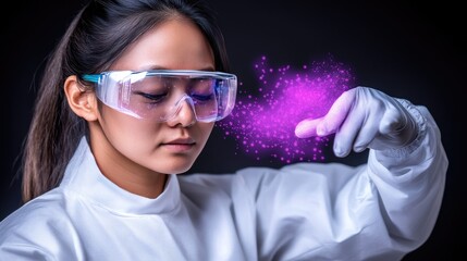 Innovative Engineer Creating Gigapixel Visuals Laboratory Digital Art Dark Environment Close-Up