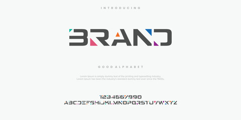 Brand modern abstract alphabet font. Minimal technology typography, Creative urban sport fashion futuristic font and with numbers. vector illustration