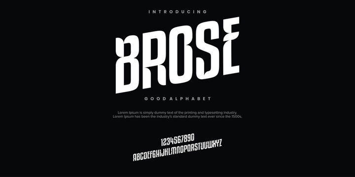 Brose custom Abstract minimal modern alphabet fonts. Typography technology vector illustration
