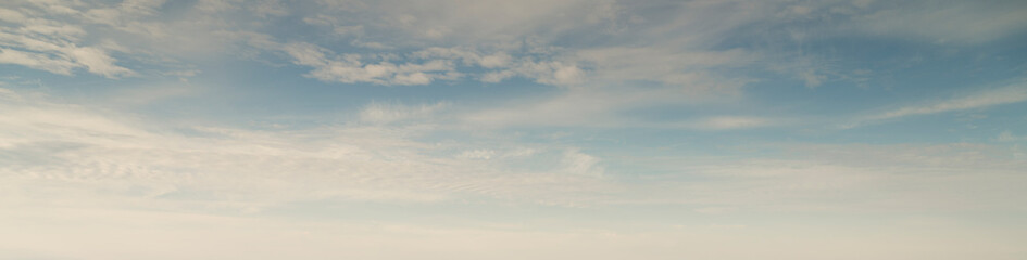 Soft sky panoramic image with soft cloud transitions