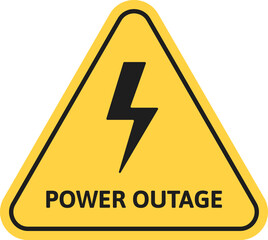 Power Outage Warning Sign With Bold Thunderbolt Symbol In Triangular Design. Perfect For Safety Notices, Hazard Alerts, Risk Management, Electricity Failures, And Instant Attention-Grabbing Cautions