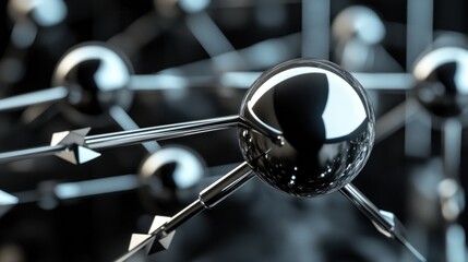 Abstract Metallic Network Structure with Shiny Spheres Interconnected