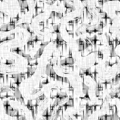 Wavy and swirled brush strokes vector seamless pattern.