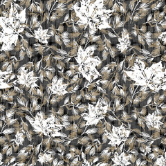 Seamless pattern with spruce and pine tree branches.