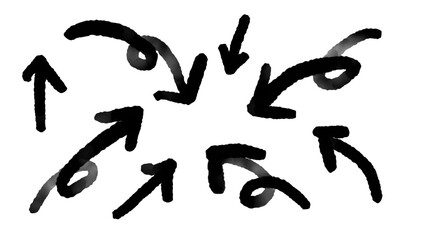 black pencil strokes water color with isolated on white background