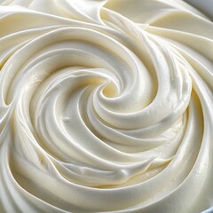 Creamy Swirl Close-up Macro Photography of Whipped Cream Texture, Food Photography, Culinary, Dessert Cream, Whipped Cream