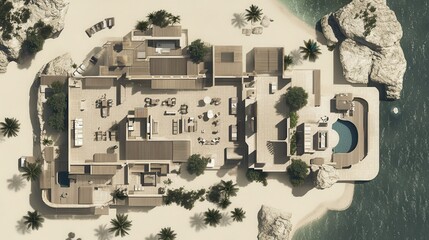Luxurious Coastal Villa Aerial View Design