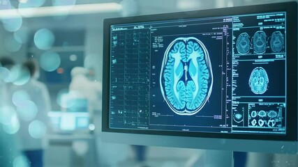 computer screen showing mri ct image scan seamless looping overlay 4k virtual video animation background - Powered by Adobe