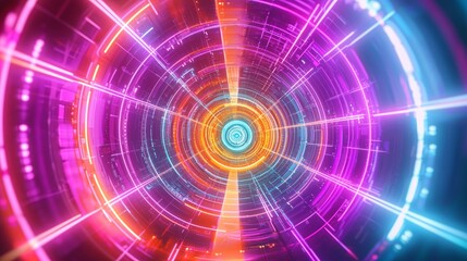 Obraz premium Vibrant Abstract Digital Background with Neon Lights