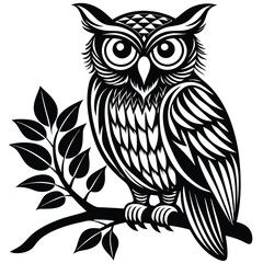 A Bold Design Of An Owl Perched On A Tree Branch High Quality Editable Vector Design and illustration