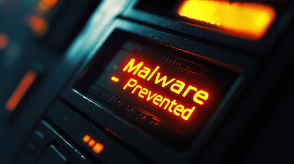 Malware alert notification indicating prevention of threats