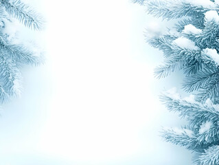 Snowy Pine Branches Winter Background Illustration