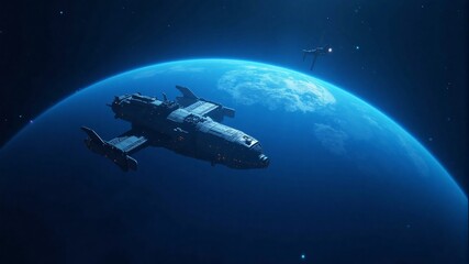 Fototapeta premium Spacecraft Orbiting Earth