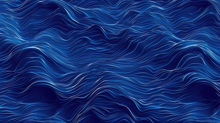 Obraz premium Abstract representation of ocean waves in deep blue tones with flowing lines.