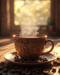 cup of coffee with beans