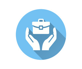 Business support flat icon. Simple illustration with long shadow for graphic and web design.