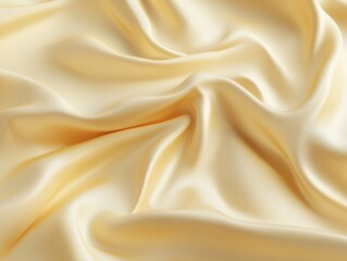 Luxurious pale yellow satin fabric with elegant folds and drapes.