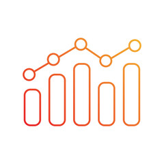 Bar Chart gradient icon with white background vector stock illustration