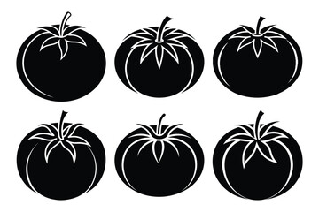 Tomato icon silhouette set. tomato vegetable vector symbol in filled style.