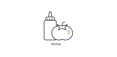 Fototapeta premium Ketchup Vector Icon for Burgers and Fries