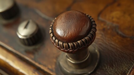 Vintage Car's Leather Gear Knob: A Close-Up Detail
