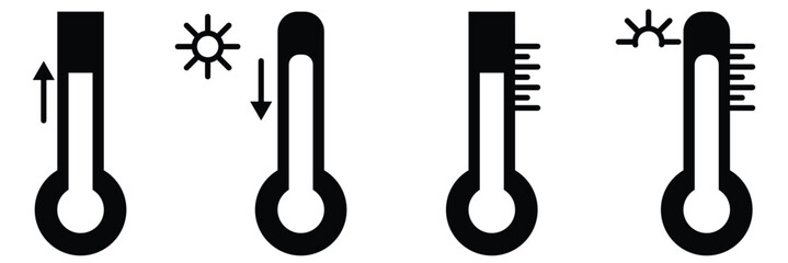 Thermometer icon set. Temperature thermometer icon collection. Weather thermometer icon vector illustrator.