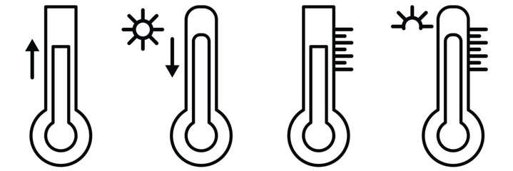 Thermometer icon set. Temperature thermometer icon collection. Weather thermometer icon vector illustrator.